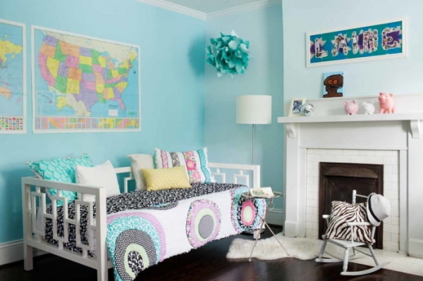 Голубой и синий цвет в интерьере детской комнаты: особенности дизайна